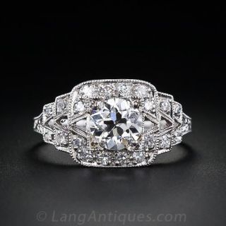 Stunning .94 Carat Art  Deco Diamond Engagement Ring