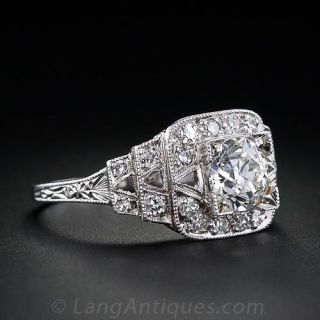 Stunning .94 Carat Art  Deco Diamond Engagement Ring