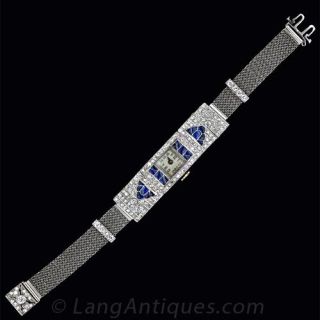 Stunning Art Deco Diamond and Sapphire Ladies Watch
