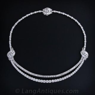 Stunning Mid-Century Platinum Diamond Necklace  