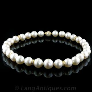 Stunning South Sea Pearl and Diamond Necklace - 2