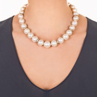 Stunning South Sea Pearl and Diamond Necklace