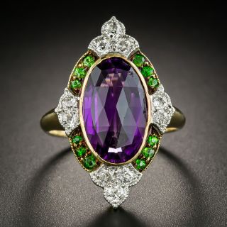 Suffragette Amethyst Demantoid Diamond Dinner Ring - 2
