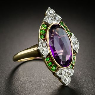 Suffragette Amethyst Demantoid Diamond Dinner Ring