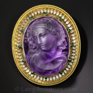 Victorian Amethyst Cameo Brooch