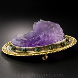 Victorian Amethyst Cameo Brooch