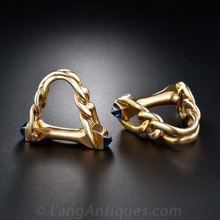 Sugarloaf Sapphire Figaro Chain Cufflinks