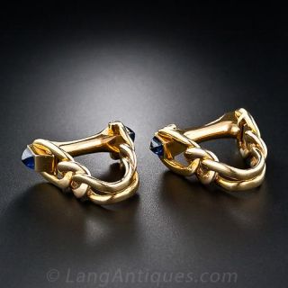 Sugarloaf Sapphire Figaro Chain Cufflinks