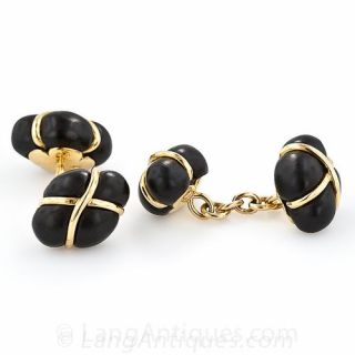 Sulka  Ebony and Gold Cufflinks