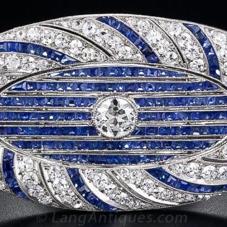 Superb Art Deco Sapphire and Diamond Brooch