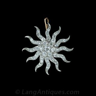 Superb Victorian Starburst Diamond Pin / Pendant