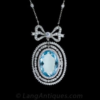 Superlative Edwardian Aquamarine Pendant Necklace