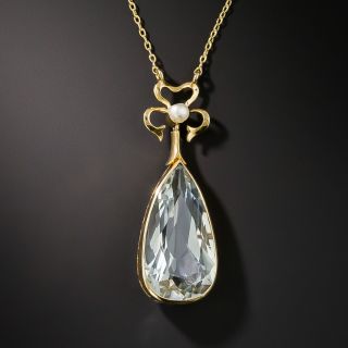 Swedish Aquamarine and Pearl Pendant Necklace, Circa 1900 - 2