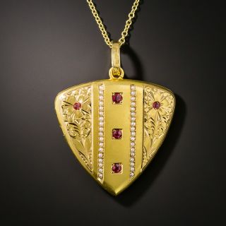 Swedish Garnet/Glass and Pearl Locket, Circa 1906 - 2