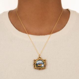 Swiss Enamel Elk Pendant/ Brooch