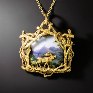 Swiss Enamel Elk Pendant/ Brooch - 2