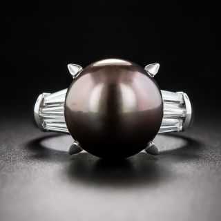 Tahitian Pearl and Baguette Diamond Ring - 3
