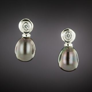 Tahitian Pearl and Diamond Earrings - 2