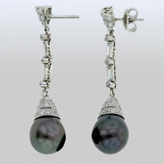 Tahitian Pearl and Diamond Earrings