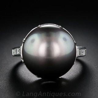 Tahitian Pearl and Diamond Ring