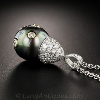 Tahitian Pearl and Diamond Pendant