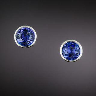 Tanzanite Bezel Ear Studs by Pave - 3