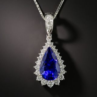 Tanzanite Pear Shape Platinum Diamond Necklace - 1