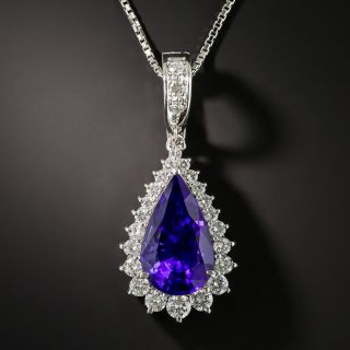 Tanzanite Pear Shape Platinum Diamond Necklace