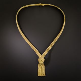 18K Gold Tassel Necklace by Grosse, German - 2