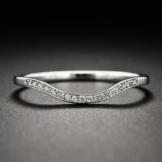 Thin Diamond Contoured Platinum Wedding Band
