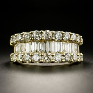 Three-Row Baguette and Round Diamond Band - 3