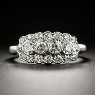 Three-Row Diamond Platinum Band Ring - 1