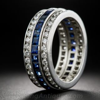 Three-Row Sapphire and Diamond Eternity Band