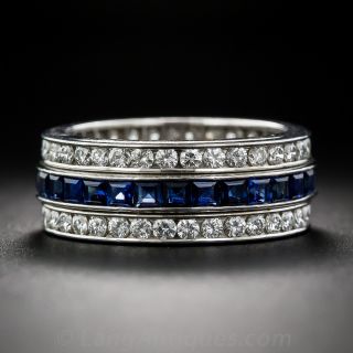 Three-Row Sapphire and Diamond Eternity Band