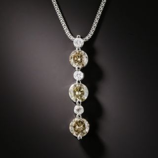 Three-Stone 2.51Cts. Fancy Color Diamond Pendant Necklace - 1