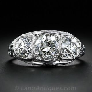 Three-Stone Antique Diamond Ring