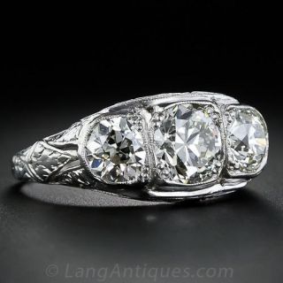 Three-Stone Antique Diamond Ring