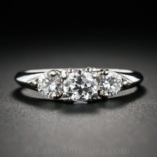 Three-Stone Diamond and Palladium Engagement Ring