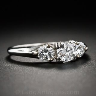 Three-Stone Diamond and Palladium Engagement Ring