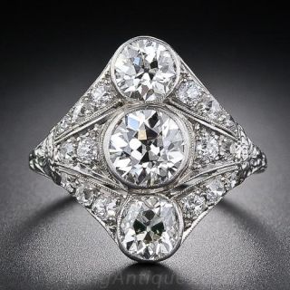 Three-Stone Diamond Art Deco Dinner Ring