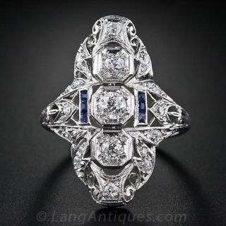 Three-Stone Diamond Art Deco Dinner Ring - 2