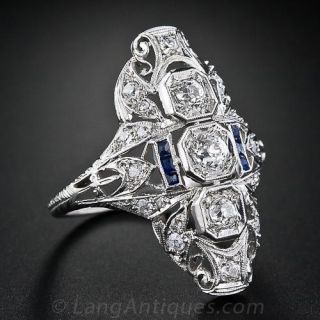 Three-Stone Diamond Art Deco Dinner Ring