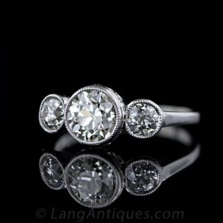 Three-Stone Diamond Art Deco Ring