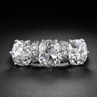 Three-Stone Mine-Cut Antique Diamond Ring