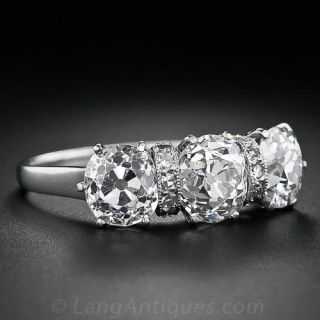 Three-Stone Mine-Cut Antique Diamond Ring