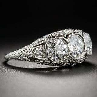 Three-Stone Platinum and Diamond Art Deco Ring