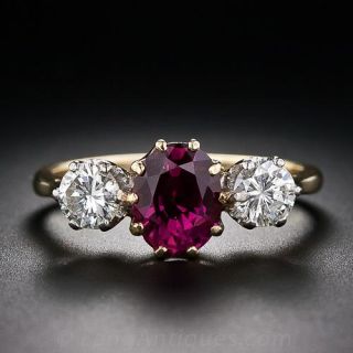 Three-Stone Ruby and Diamond Ring
