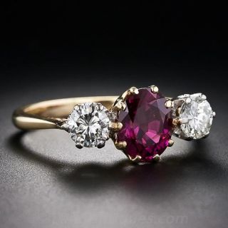 Three-Stone Ruby and Diamond Ring