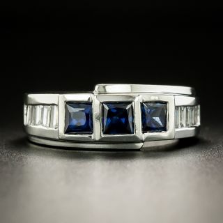 Three-Stone Sapphire and Diamond Band Ring - 2