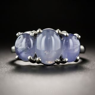 Three-Stone Star Sapphire and Platinum Ring